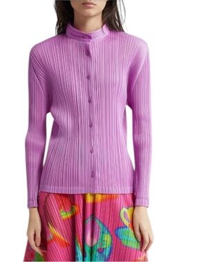 Pleats Please Issey Miyake Monthly Colors January Pleated Button-Up Top